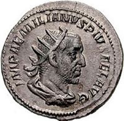 Munt met afbeelding van Romeins Keizer Aemilianus (253 n. C)