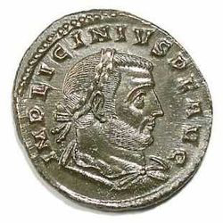 Munt met afbeelding van Romeins Keizer Licinius (308 - 324 n. C)