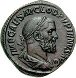 Munt met afbeelding van Romeins Keizer Pupienus (238 n. C)