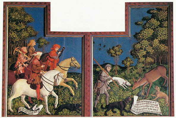 Jachttafereel met afbeelding van Tassilo III, hertog van Beieren en volle - in ongenade gevallen - neef van Karel de Grote.