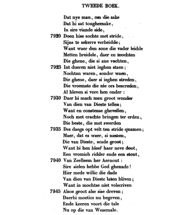 Deel 3 van tekst over de Heren van Diest, uit de Rijmkroniek van Jan van Helen.
