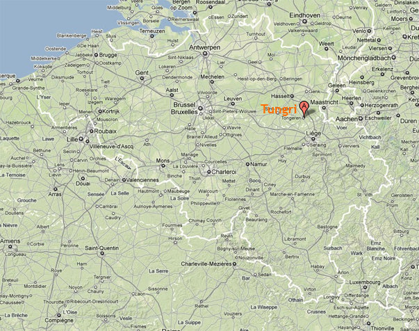 Kaart met leefgebied van de Tongeren (Tungri)