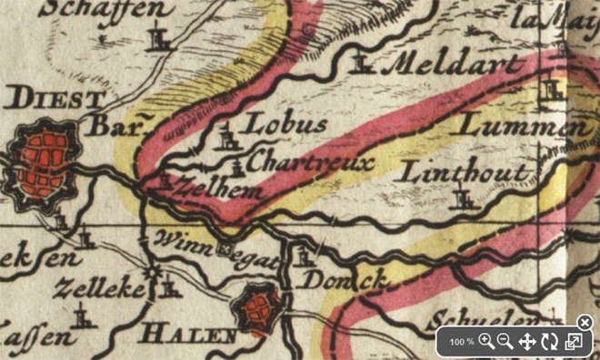 Kaart uit 1710 met vermelding van de naam "Zelhem".